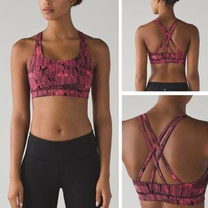 LULULEMON Energy Bra Size 4 Down Pour Electric Coral Black